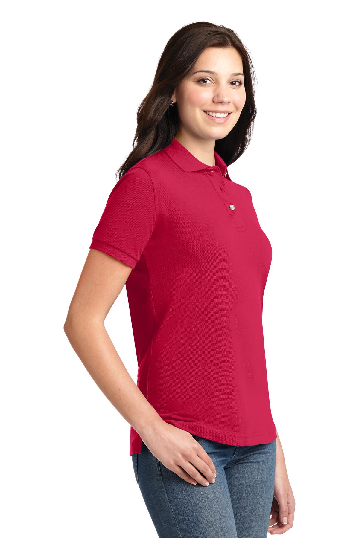 Port Authority Women's Heavyweight Cotton Pique Polo. L420 - Red - three_q