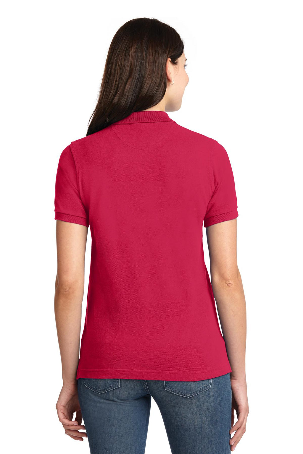 Port Authority Women's Heavyweight Cotton Pique Polo. L420 - Red - back