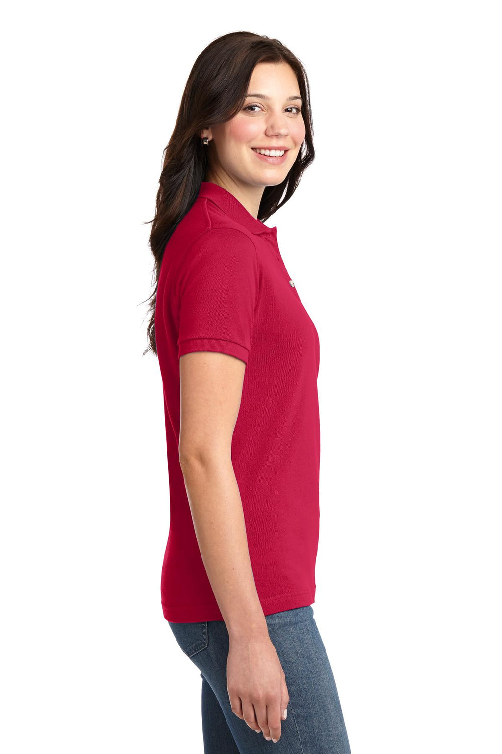 Port Authority Women's Heavyweight Cotton Pique Polo. L420 - Red - side