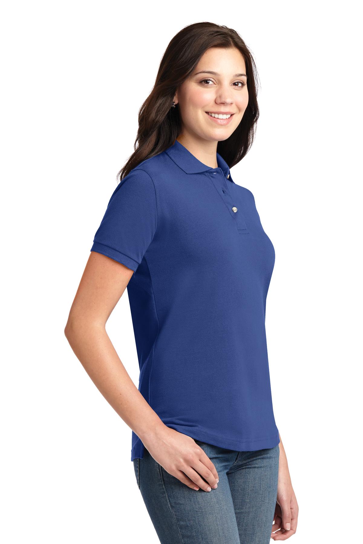 Port Authority Women's Heavyweight Cotton Pique Polo. L420 - Royal - three_q