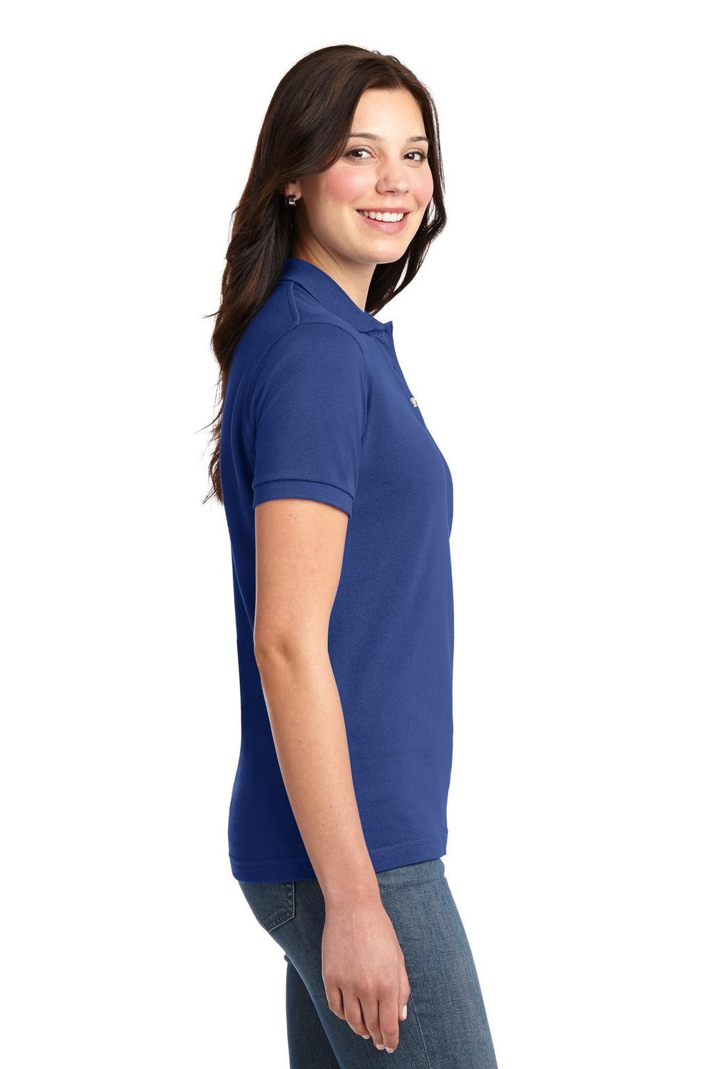 Port Authority Women's Heavyweight Cotton Pique Polo. L420 - Royal - side