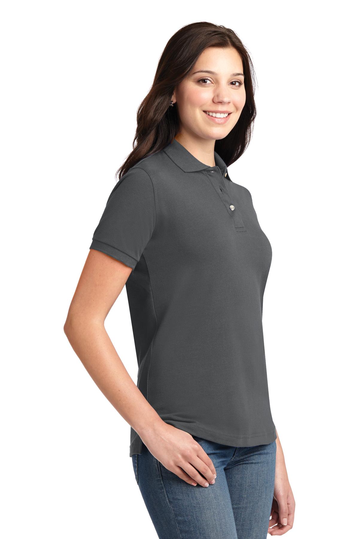Port Authority Women's Heavyweight Cotton Pique Polo. L420 - Steel Grey - three_q