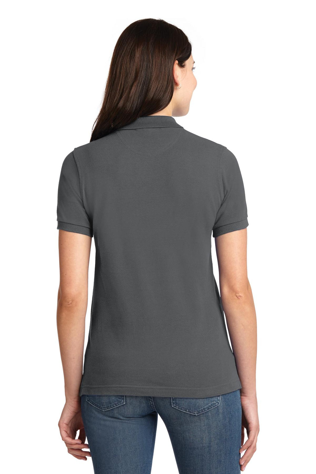 Port Authority Women's Heavyweight Cotton Pique Polo. L420 - Steel Grey - back