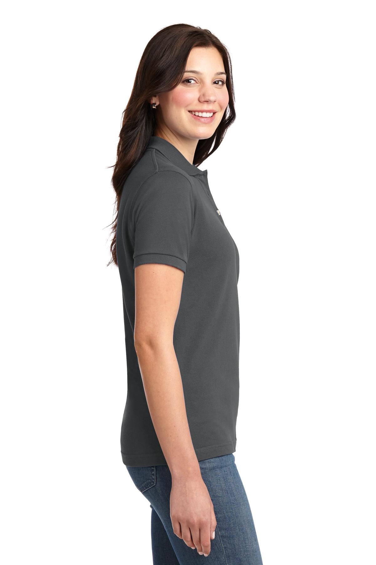 Port Authority Women's Heavyweight Cotton Pique Polo. L420 - Steel Grey - side