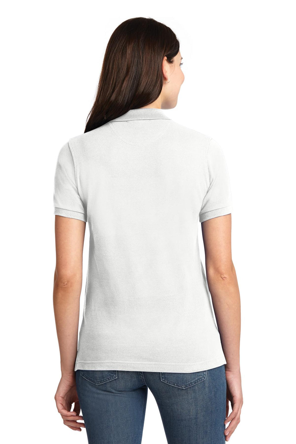 Port Authority Women's Heavyweight Cotton Pique Polo. L420 - White - back