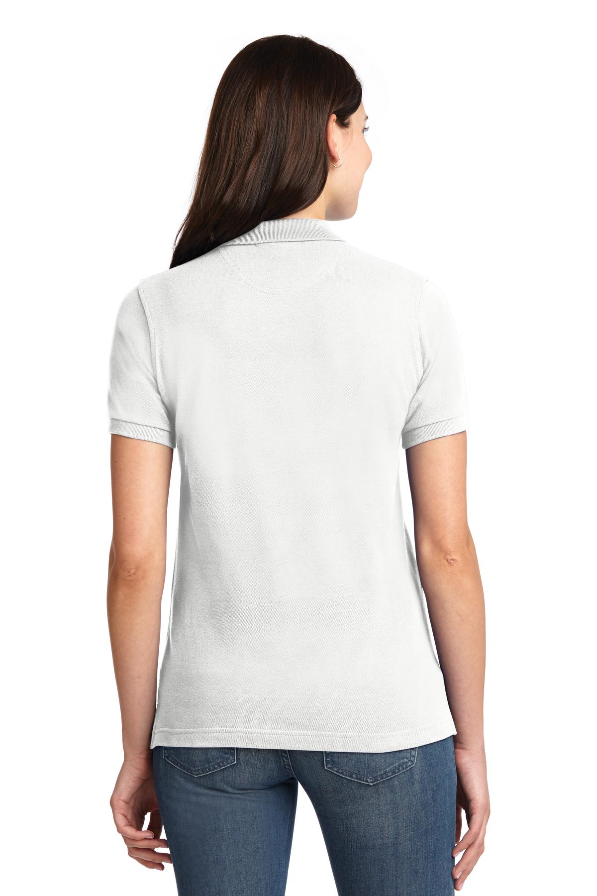 Port Authority Women's Heavyweight Cotton Pique Polo. L420 - White - back