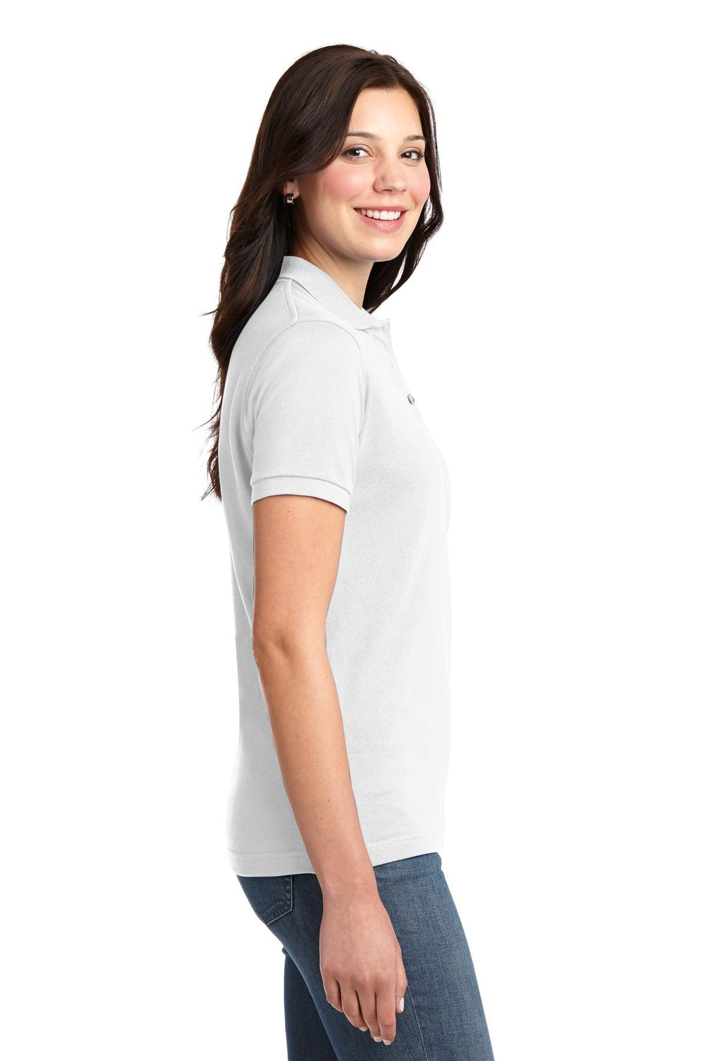 Port Authority Women's Heavyweight Cotton Pique Polo. L420 - White - side