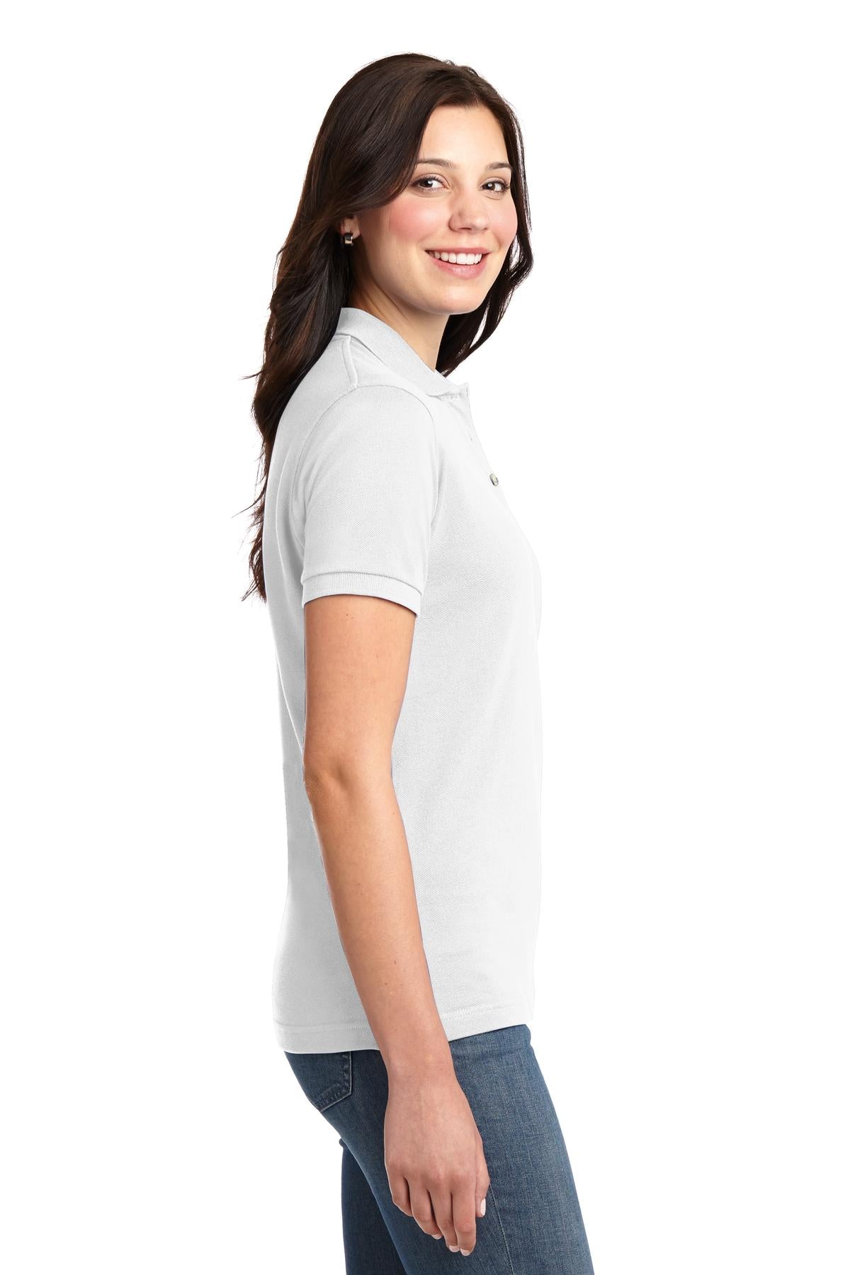 Port Authority Women's Heavyweight Cotton Pique Polo. L420 - White - side