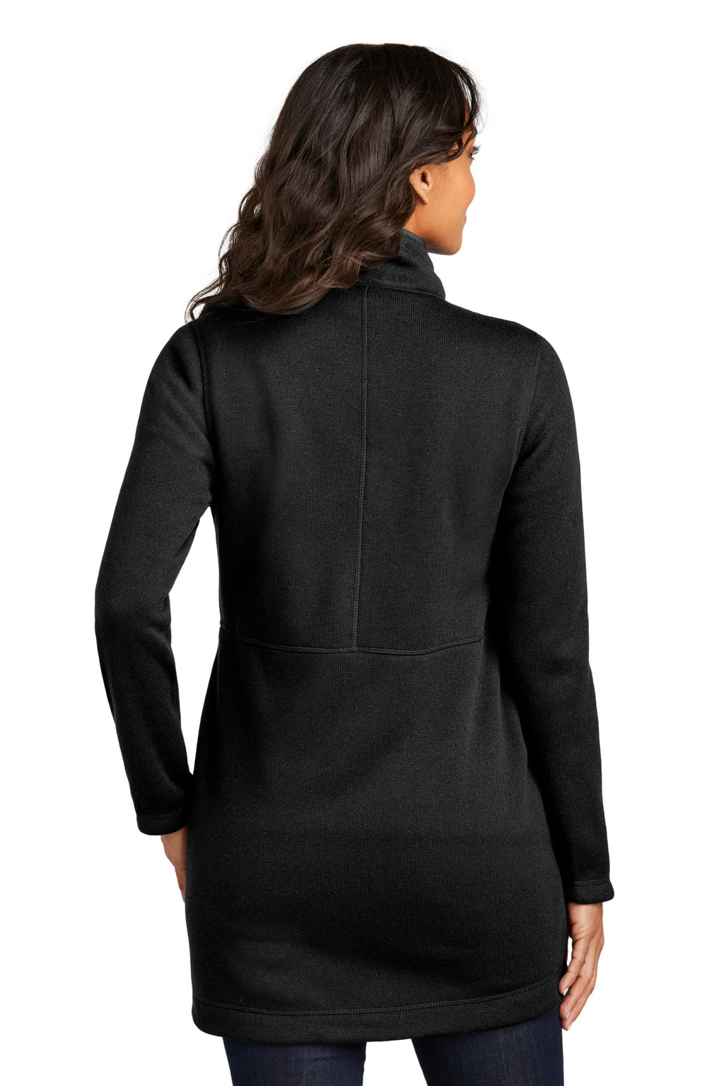 Port Authority Women's Arc Sweater Fleece Long Jacket L425 - Deep Black - back