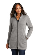 Port Authority Women's Arc Sweater Fleece Long Jacket L425 - Deep Smoke Heather - front