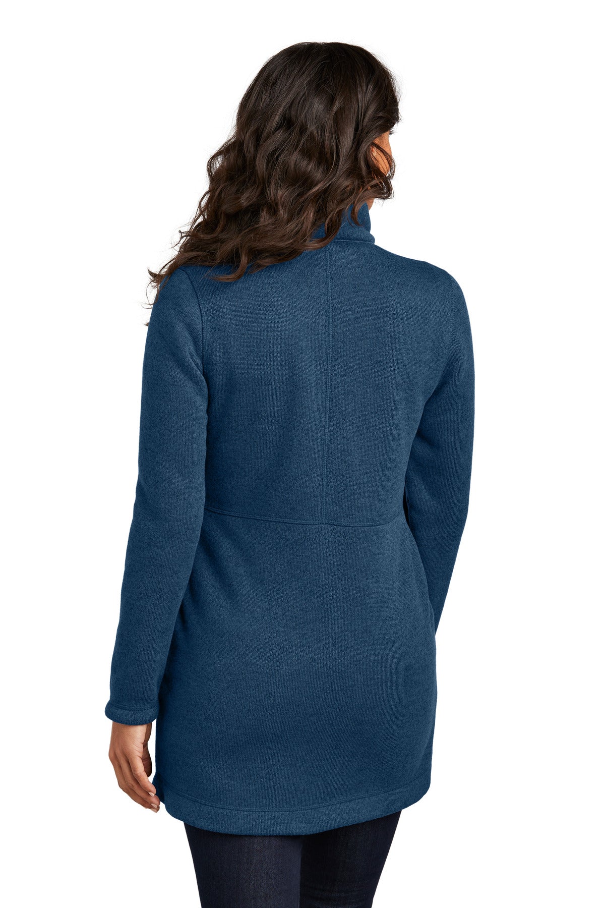 Port Authority Women's Arc Sweater Fleece Long Jacket L425 - Insignia Blue Heather - back