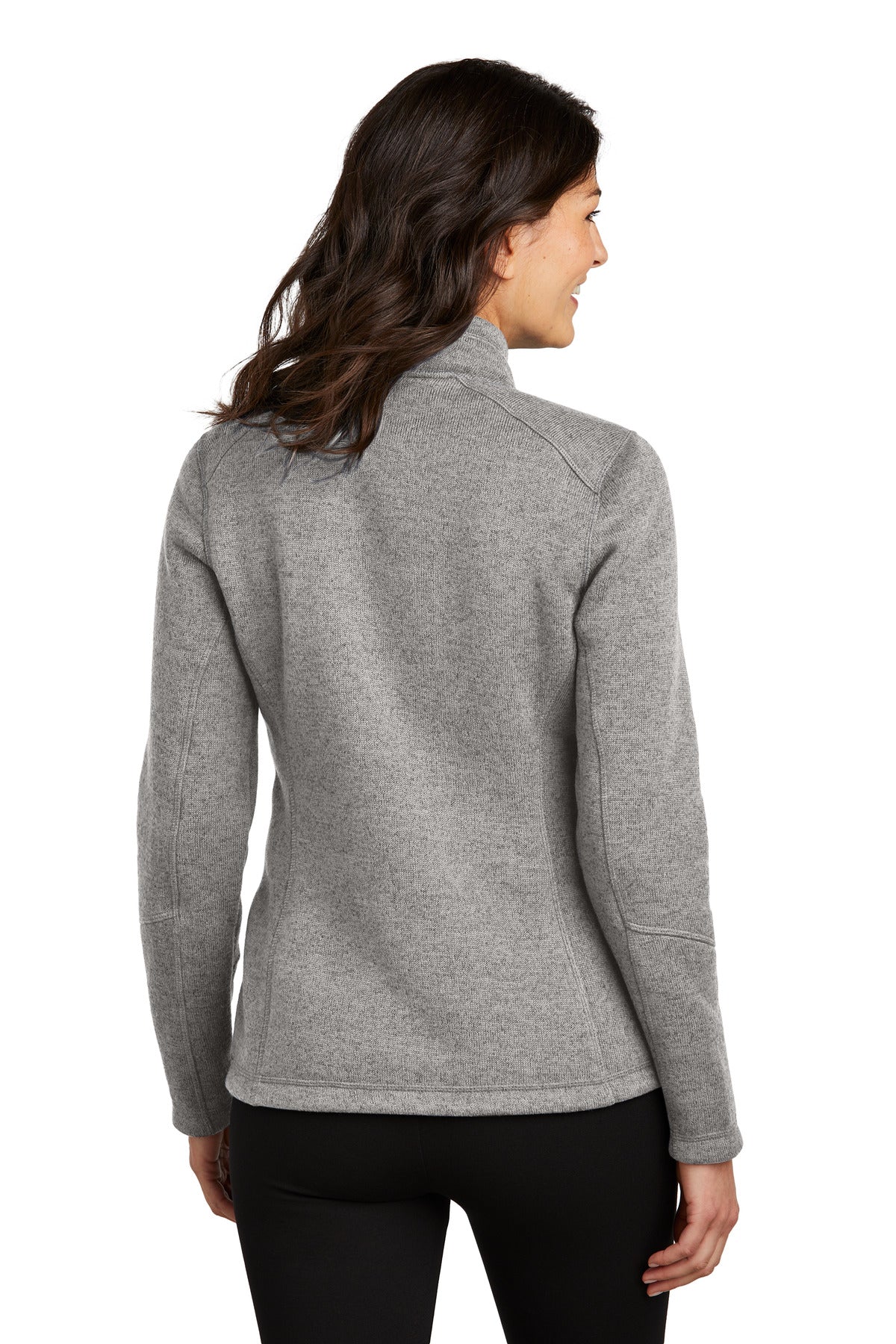 Port Authority Women's Arc Sweater Fleece Jacket L428 - Deep Smoke Heather - back