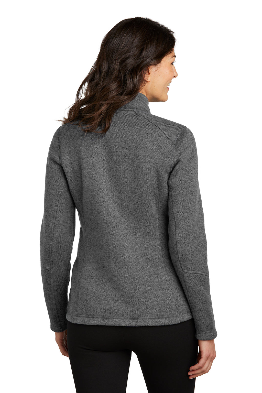 Port Authority Women's Arc Sweater Fleece Jacket L428 - Grey Smoke Heather - back