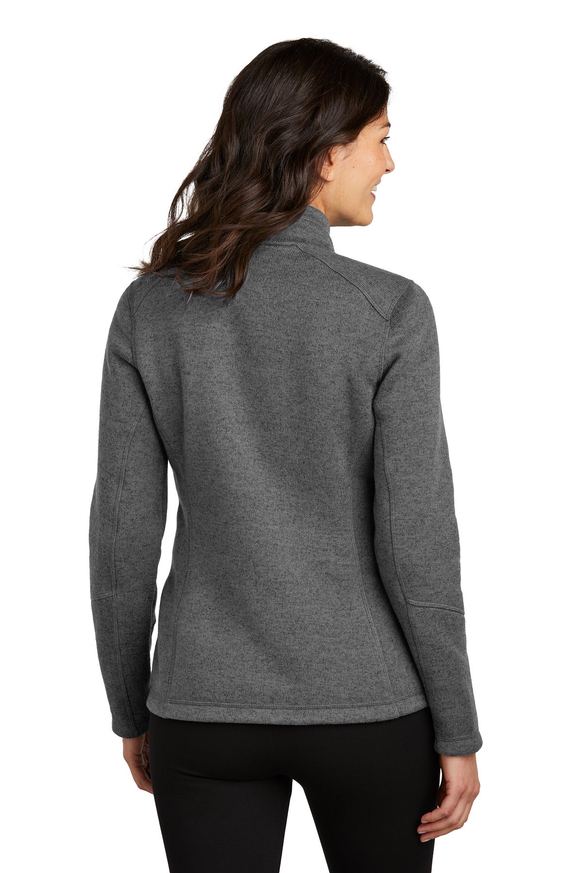 Port Authority Women's Arc Sweater Fleece Jacket L428 - Grey Smoke Heather - back