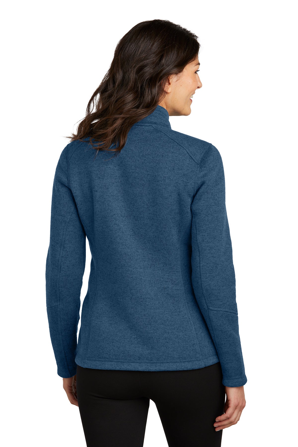 Port Authority Women's Arc Sweater Fleece Jacket L428 - Insignia Blue Heather - back