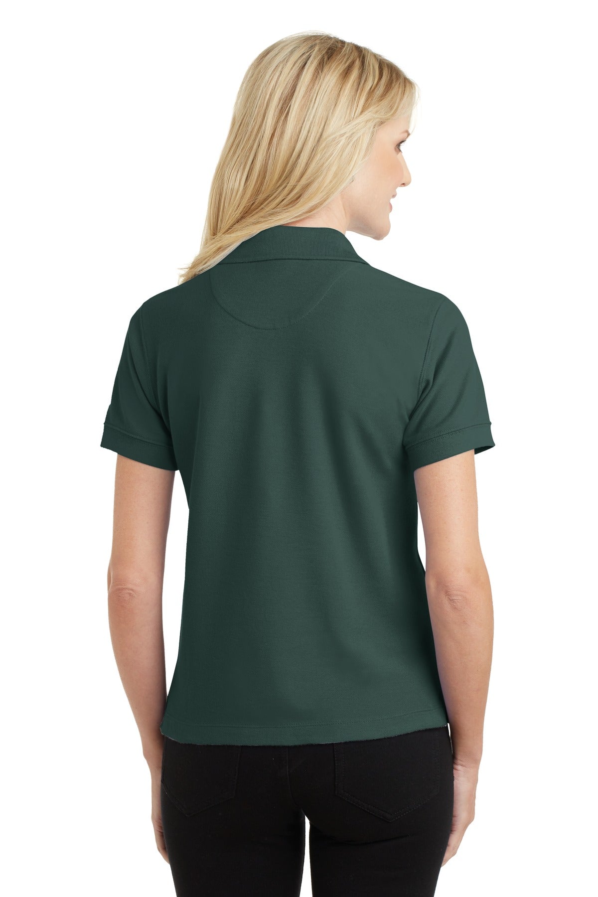 DISCONTINUED Port Authority Ladies 100% Pima Cotton Polo. L448 - Dark Green - back