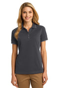 DISCONTINUED Port Authority Ladies Rapid Dry Tipped Polo. L454 - Charcoal/ Smoke Grey - front