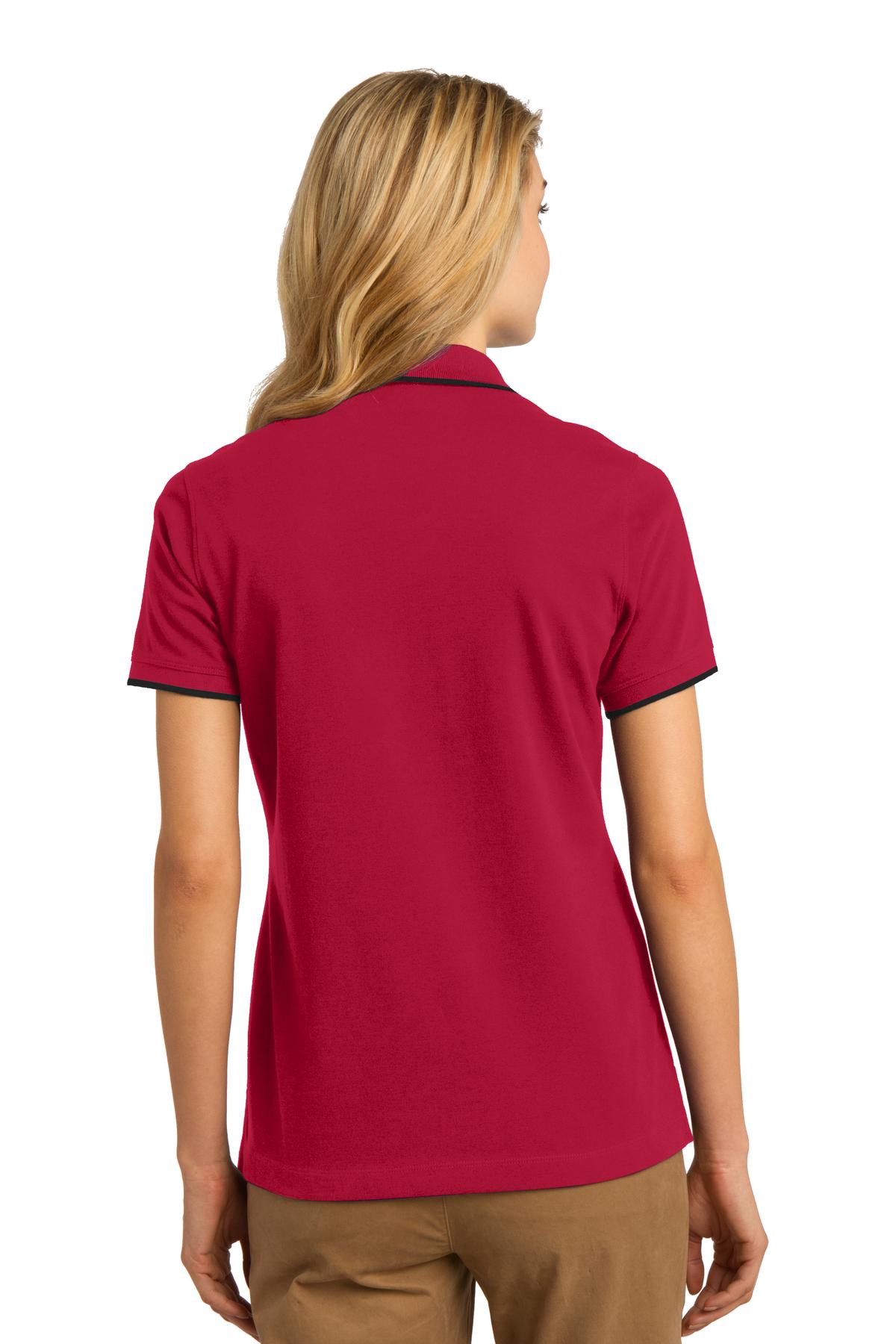 DISCONTINUED Port Authority Ladies Rapid Dry Tipped Polo. L454 - Red/ Jet Black - back