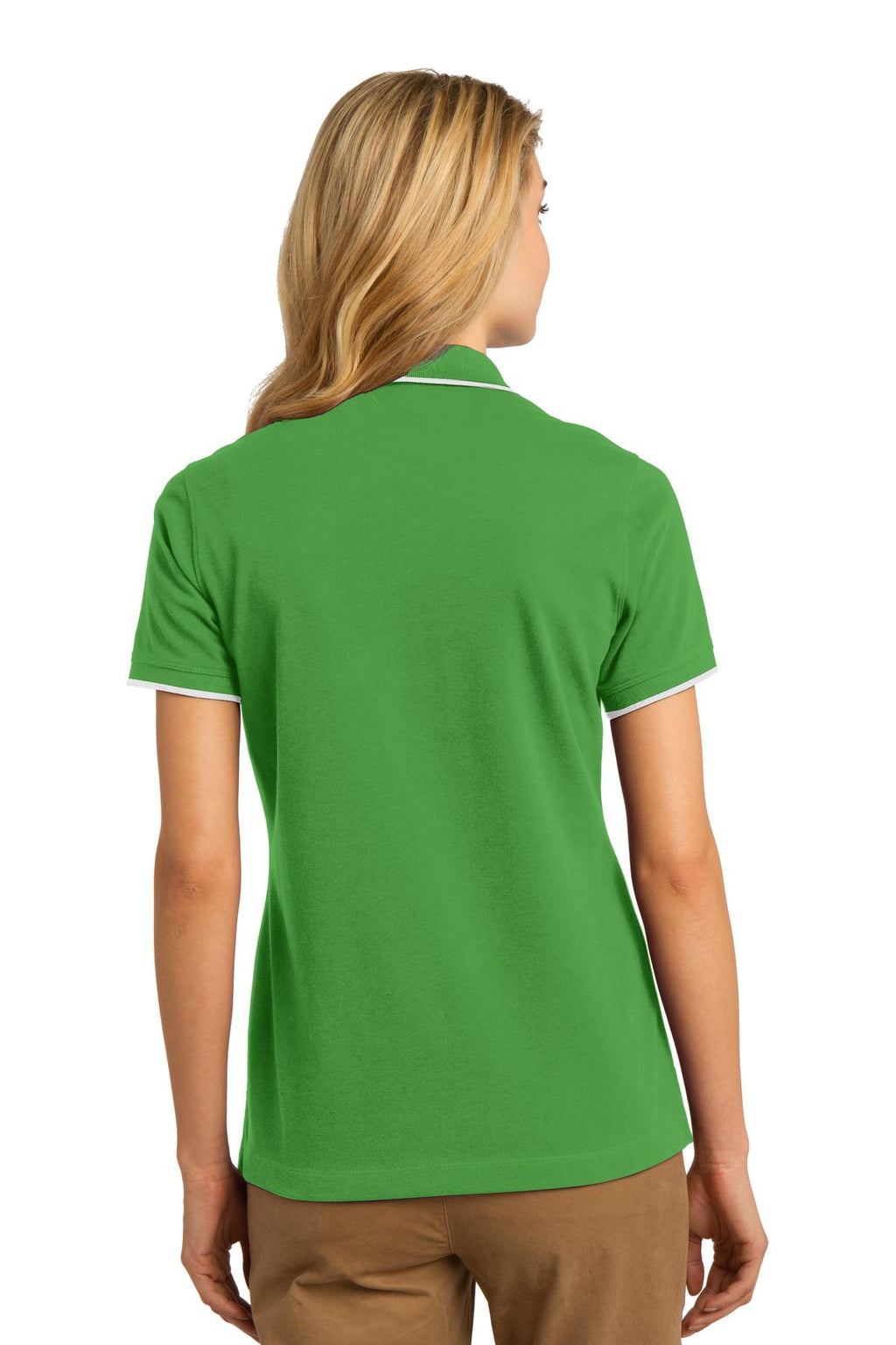 DISCONTINUED Port Authority Ladies Rapid Dry Tipped Polo. L454 - Vine Green/ White - back