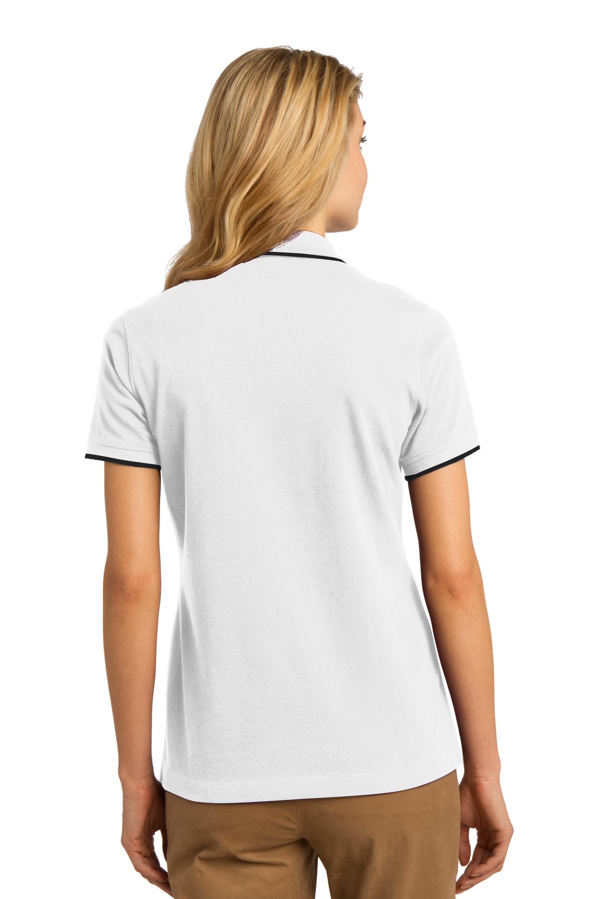 DISCONTINUED Port Authority Ladies Rapid Dry Tipped Polo. L454 - White/ Jet Black - back