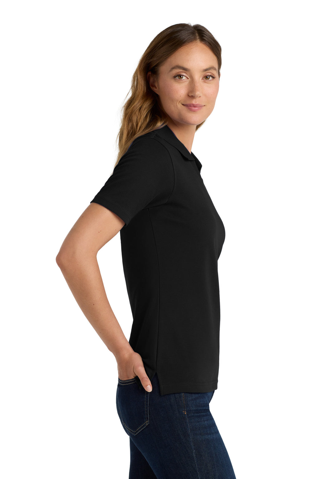 Port Authority Women's Rapid Dry Polo. L455 - Jet Black - side