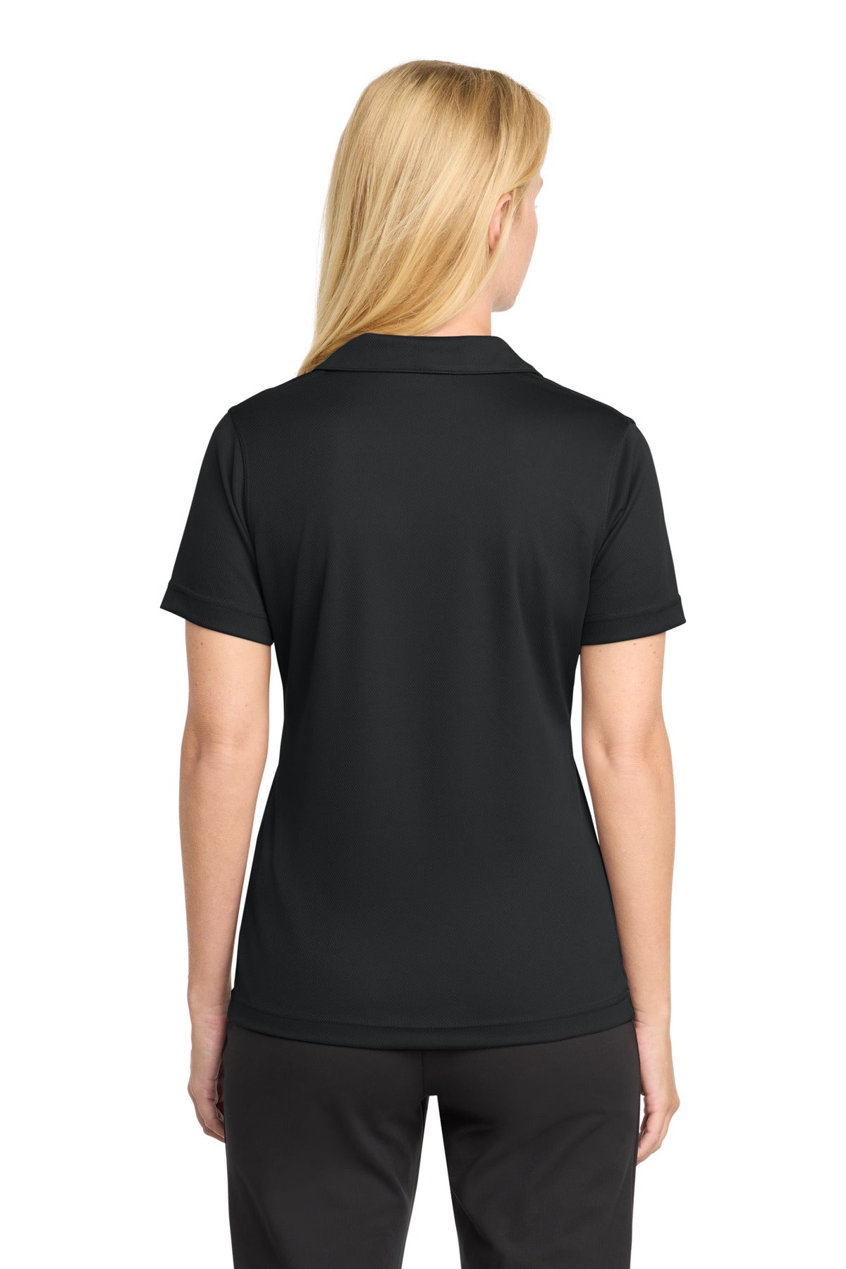 Sport-Tek Women's Dri-Mesh V-Neck Polo. L469 - Black - back