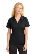 Sport-Tek Women's Dri-Mesh V-Neck Polo. L469 - Black - front
