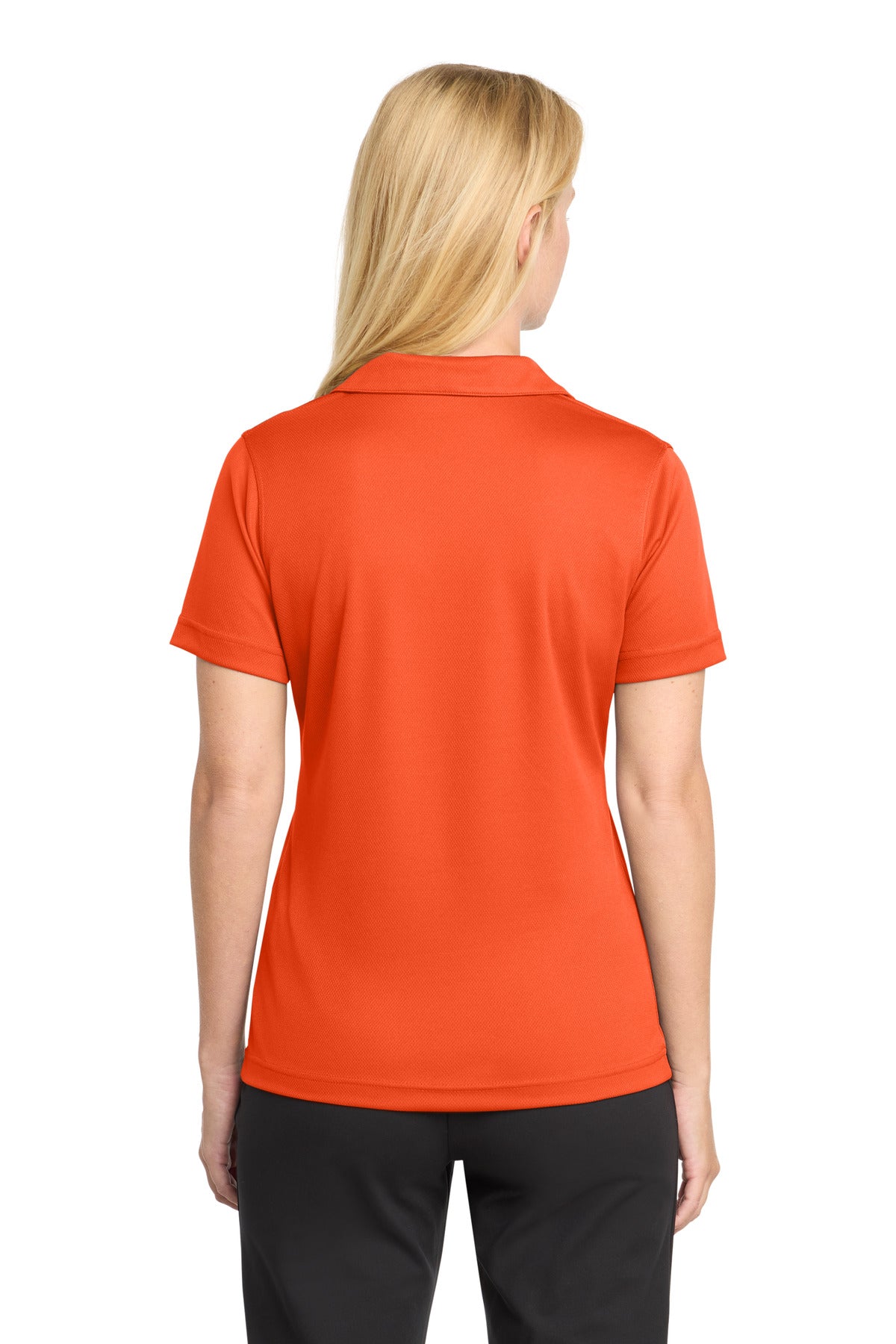 Sport-Tek Women's Dri-Mesh V-Neck Polo. L469 - Bright Orange - back