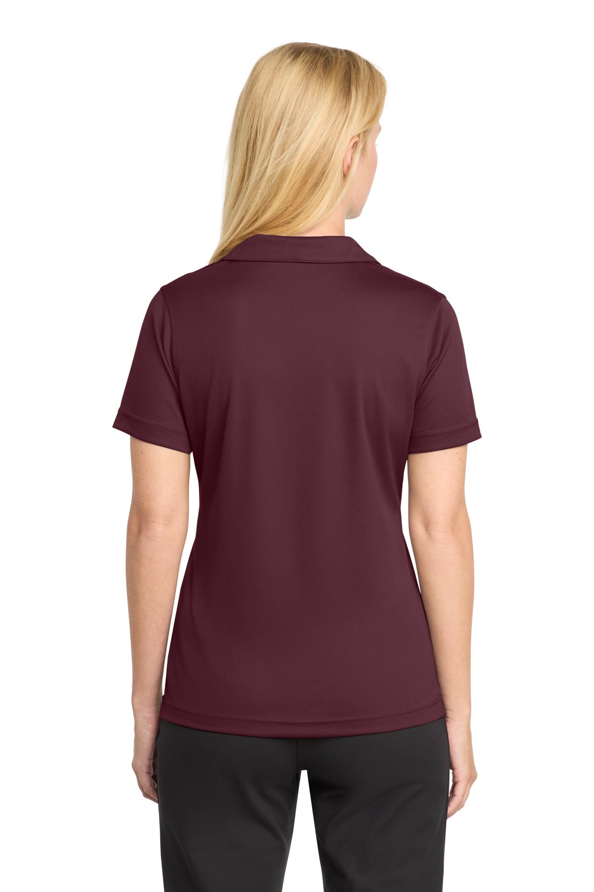 Sport-Tek Women's Dri-Mesh V-Neck Polo. L469 - Maroon - back