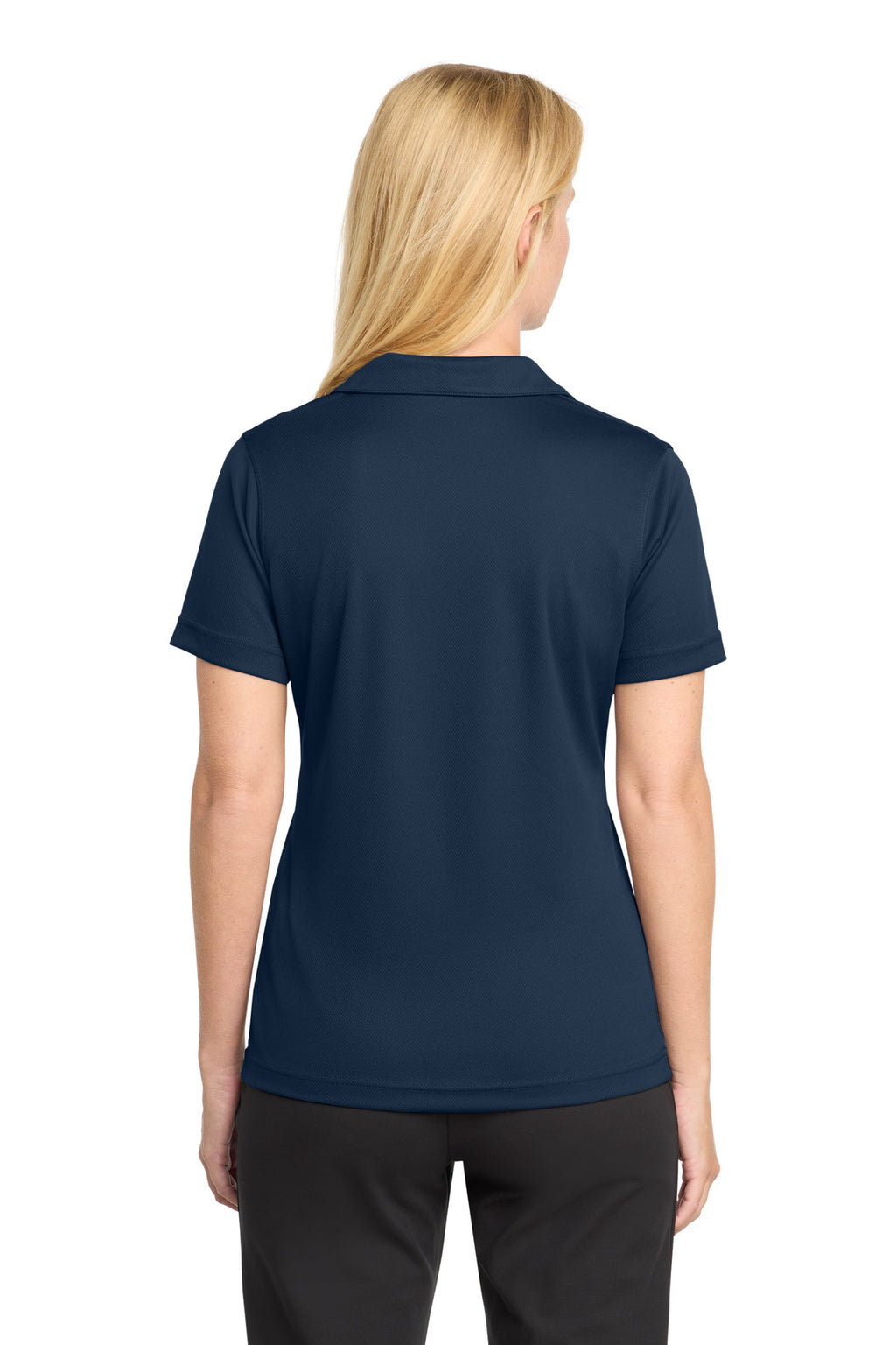 Sport-Tek Women's Dri-Mesh V-Neck Polo. L469 - Navy - back