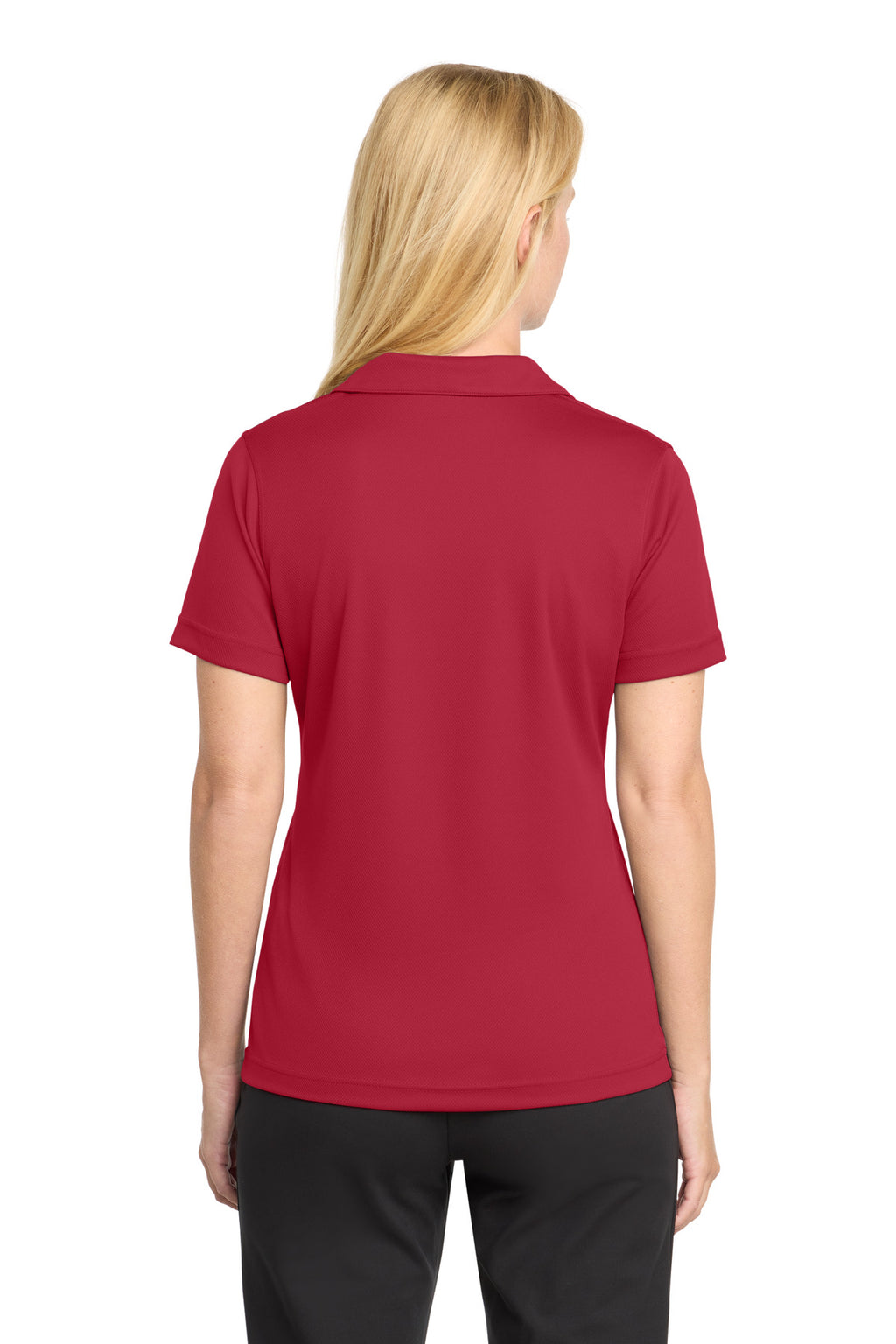 Sport-Tek Women's Dri-Mesh V-Neck Polo. L469 - Red - back