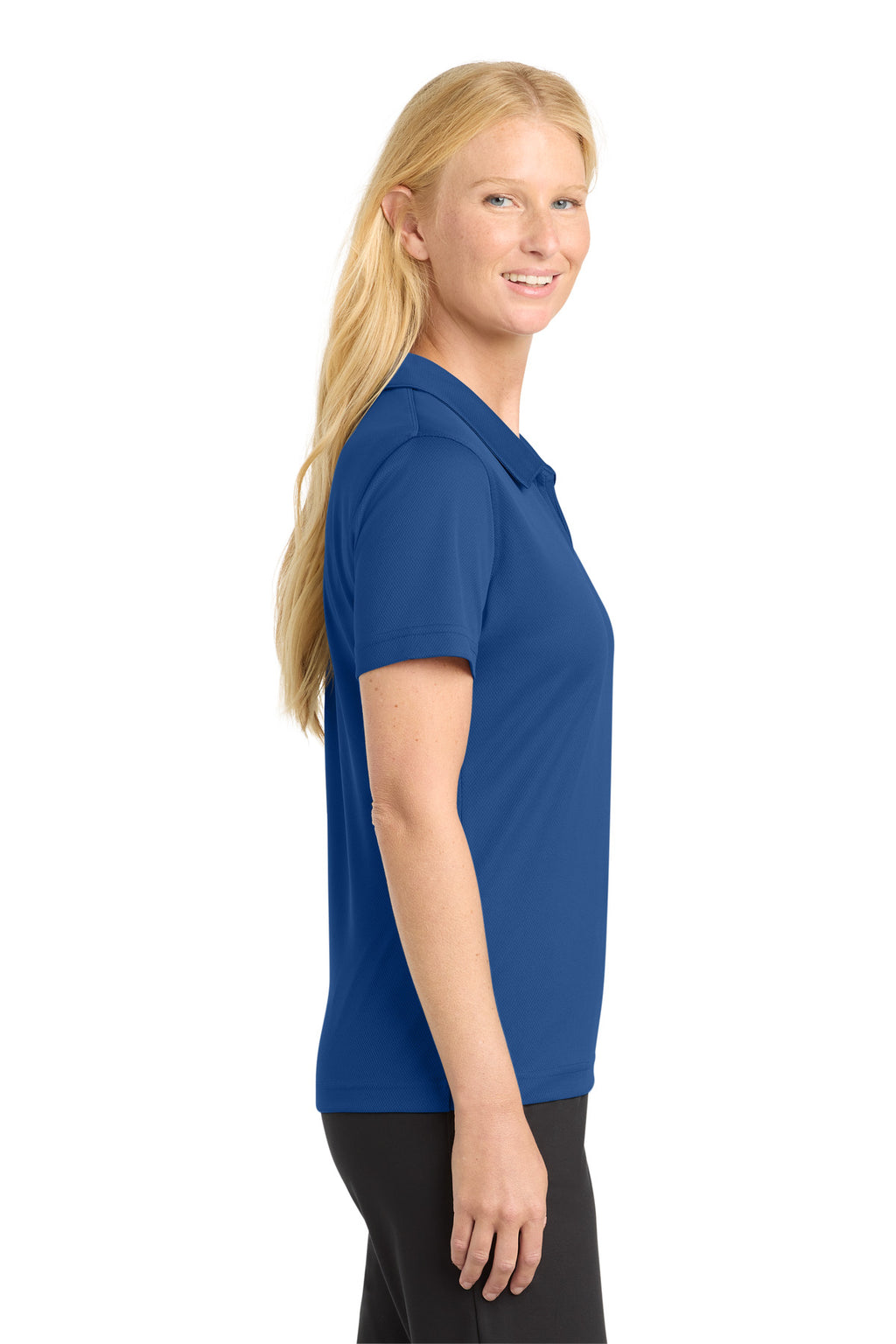 Sport-Tek Women's Dri-Mesh V-Neck Polo. L469 - Royal - side