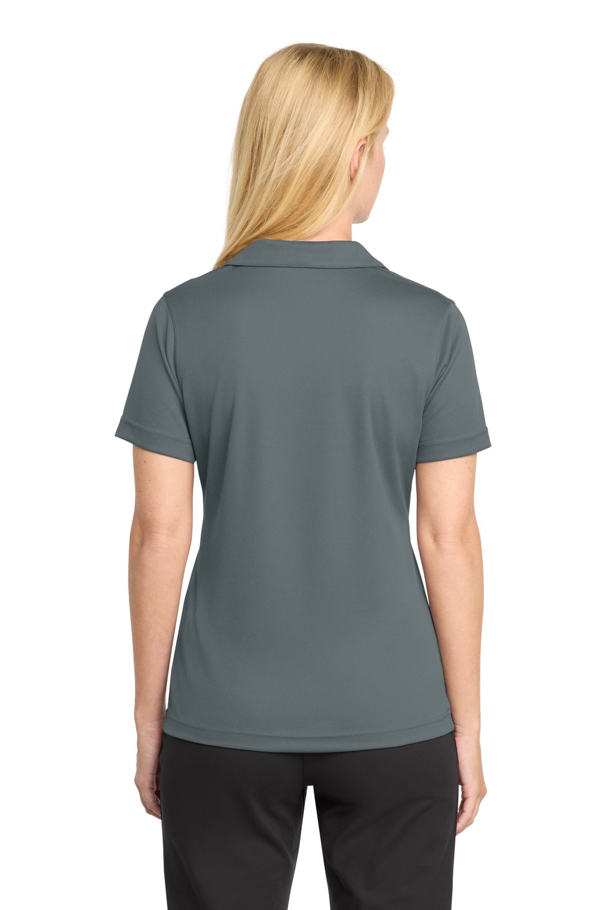 Sport-Tek Women's Dri-Mesh V-Neck Polo. L469 - Steel - back