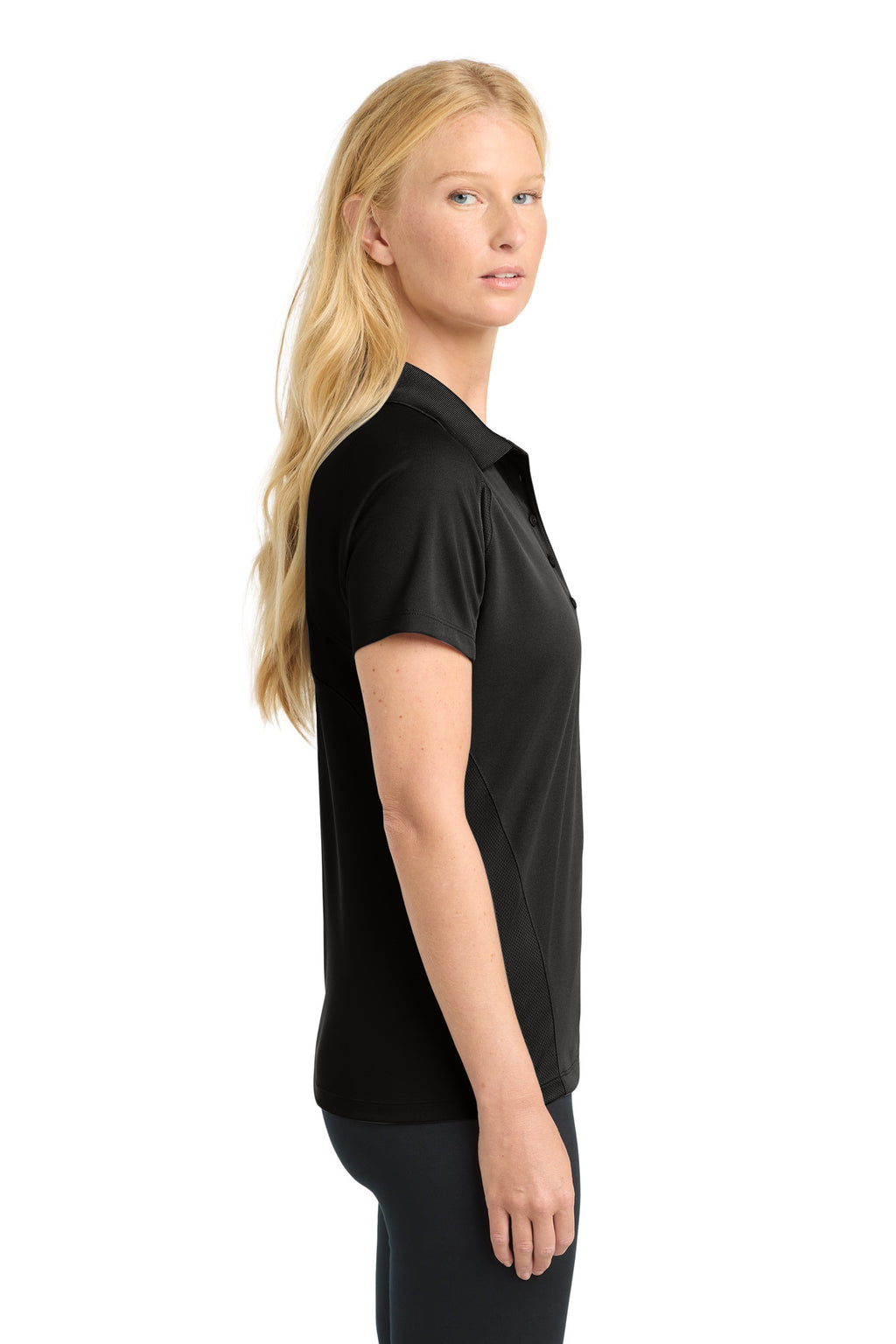 Sport-Tek Women's Dri-Mesh Pro Polo. L474 - Black - side