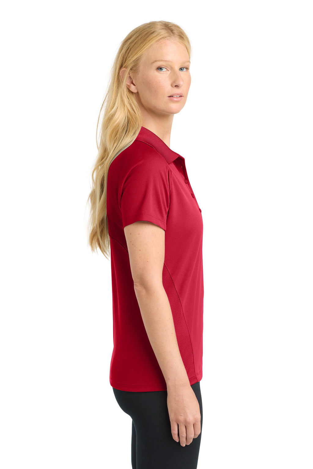 Sport-Tek Women's Dri-Mesh Pro Polo. L474 - Engine Red - side