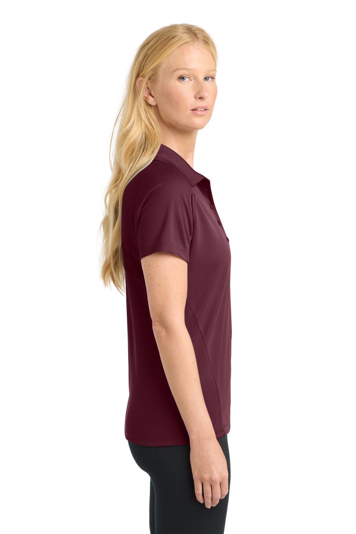 Sport-Tek Women's Dri-Mesh Pro Polo. L474 - Maroon - side