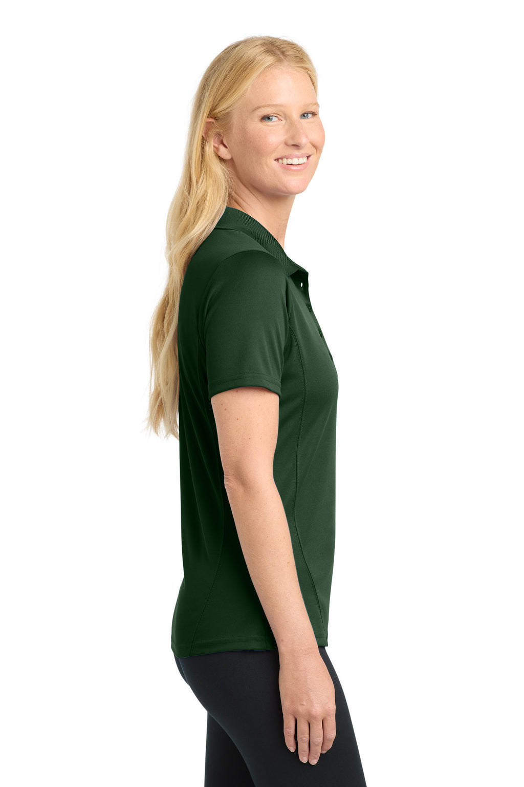 Sport-Tek Women's Dry Zone Raglan Accent Polo. L475 - Forest Green - side