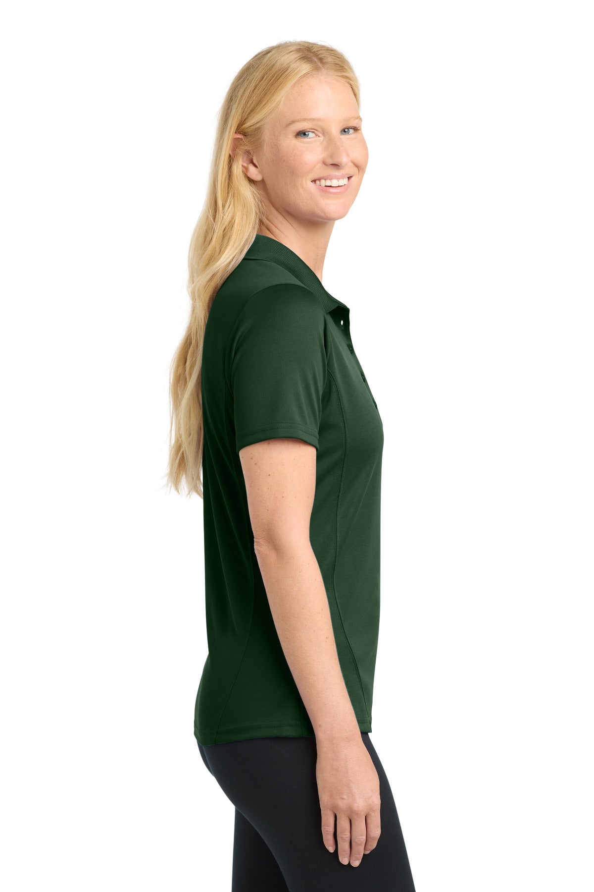 Sport-Tek Women's Dry Zone Raglan Accent Polo. L475 - Forest Green - side