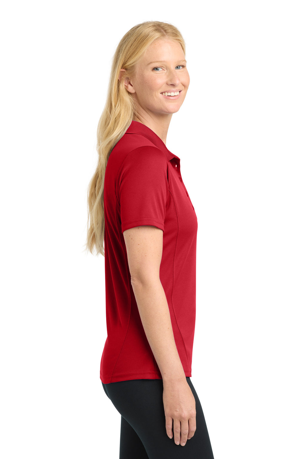 Sport-Tek Women's Dry Zone Raglan Accent Polo. L475 - True Red - side