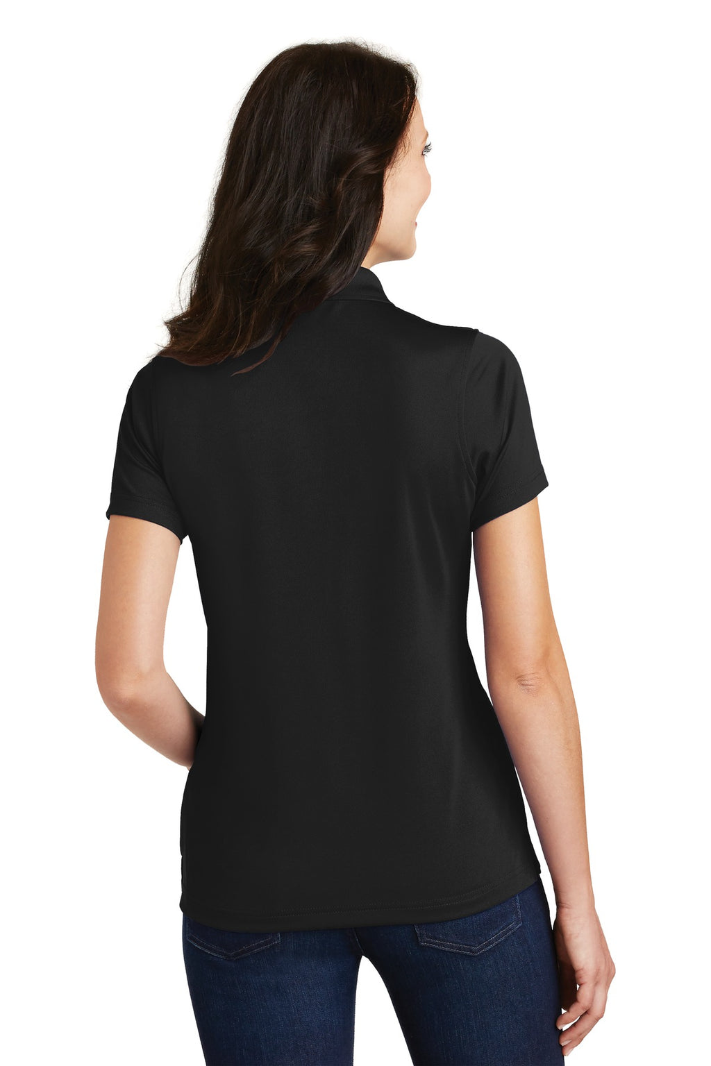 DISCONTINUED Port Authority Ladies Poly-Charcoal Blend Pique Polo. L497 - Black - back