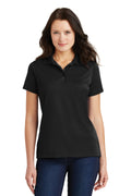 DISCONTINUED Port Authority Ladies Poly-Charcoal Blend Pique Polo. L497 - Black - front