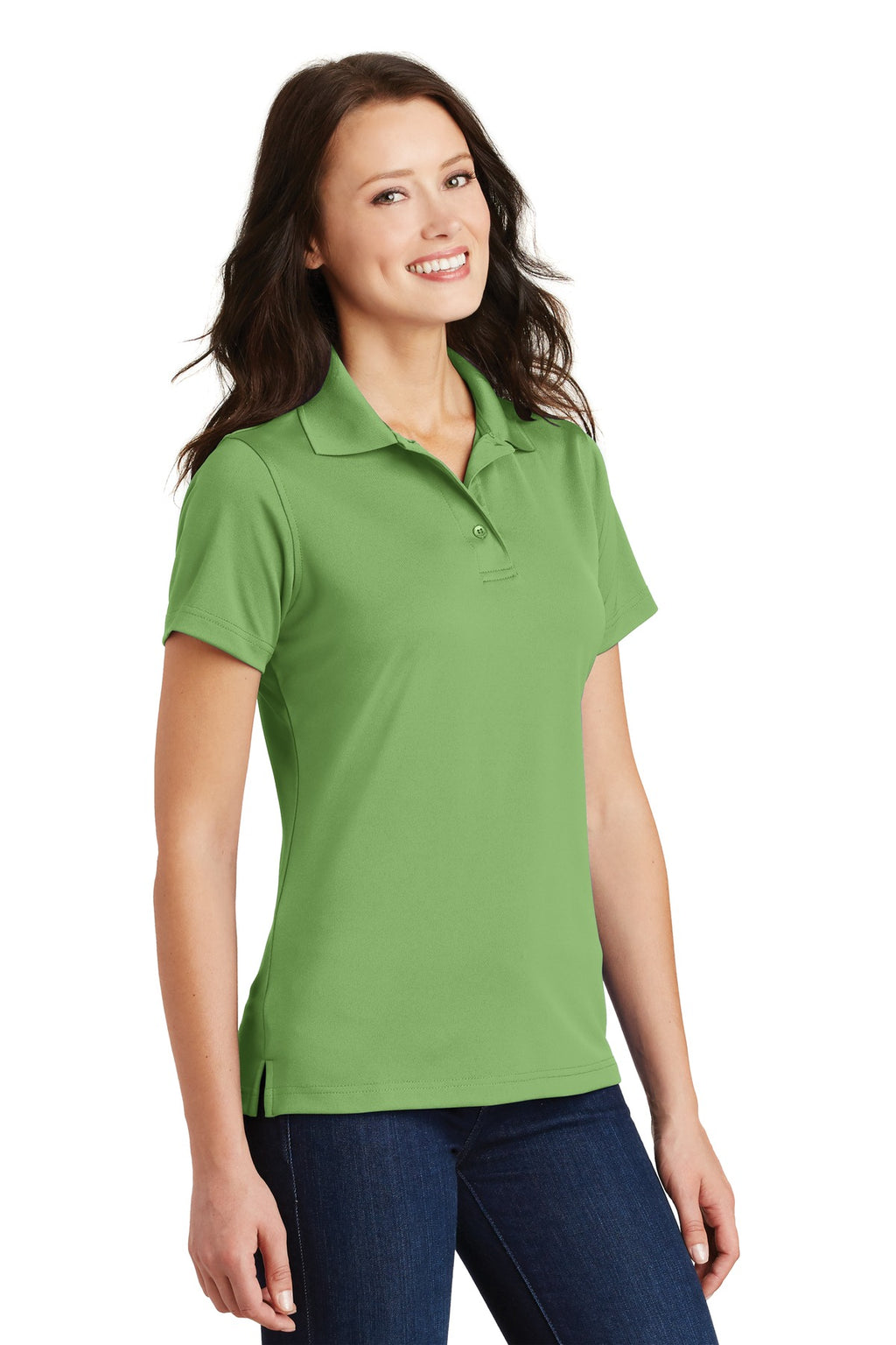 DISCONTINUED Port Authority Ladies Poly-Charcoal Blend Pique Polo. L497 - Vibrant Green - three_q
