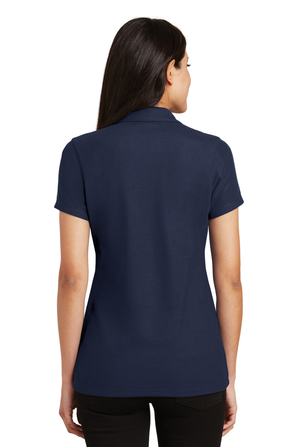 DISCONTINUED Port Authority Ladies Silk Touch Y-Neck Polo. L5001 - Navy - back