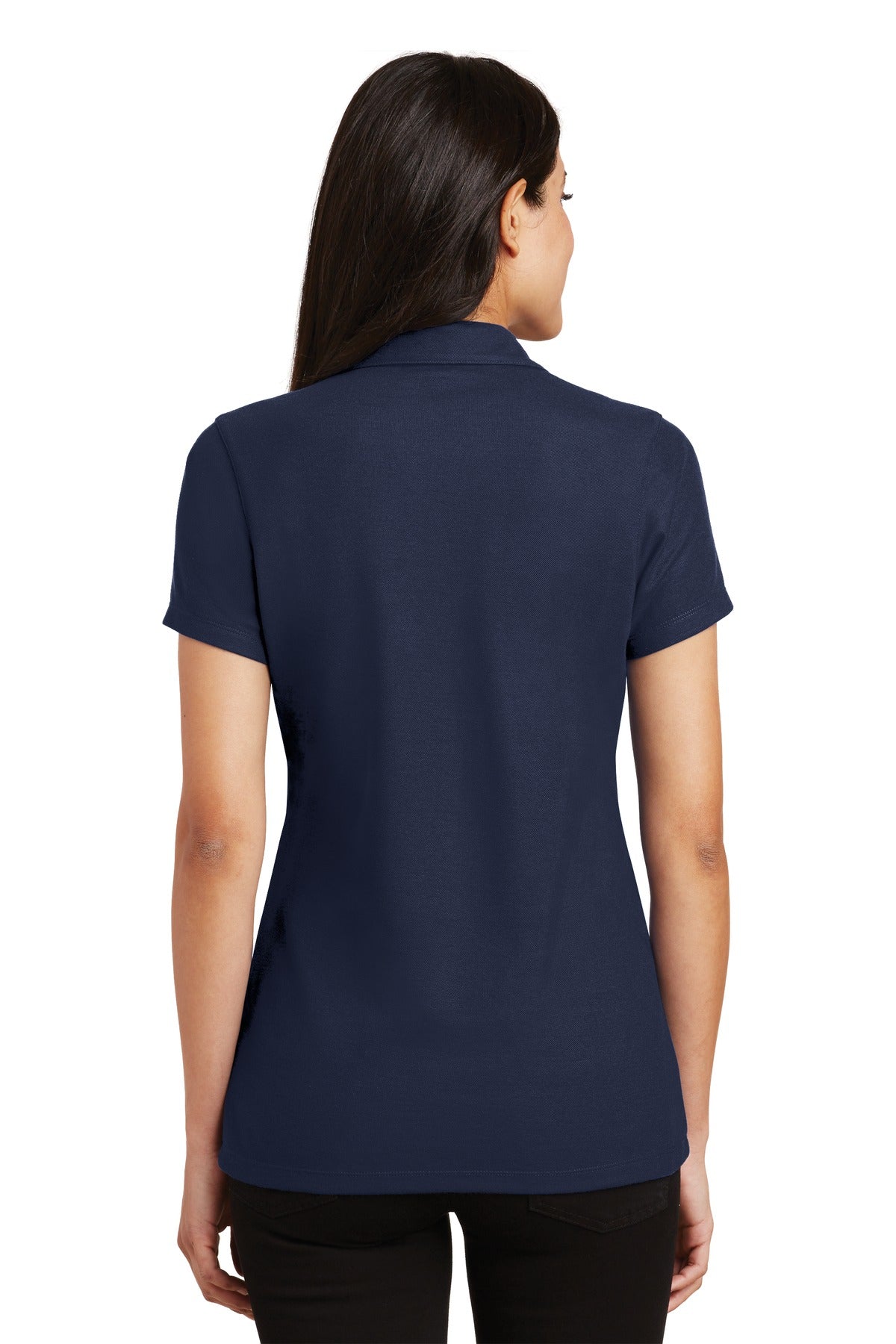 DISCONTINUED Port Authority Ladies Silk Touch Y-Neck Polo. L5001 - Navy - back