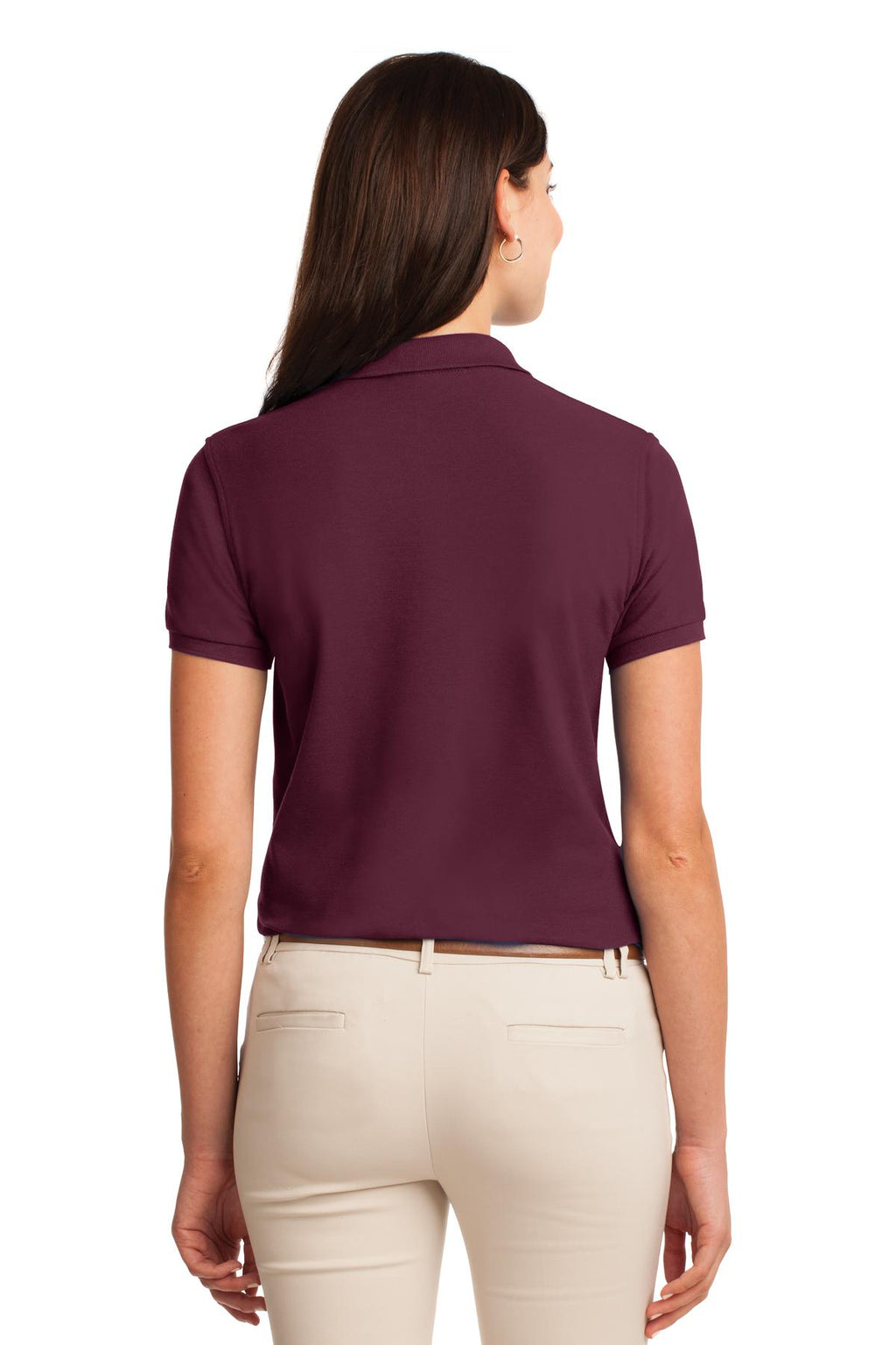 Port Authority Women's Silk Touch Polo. L500 - Burgundy - back