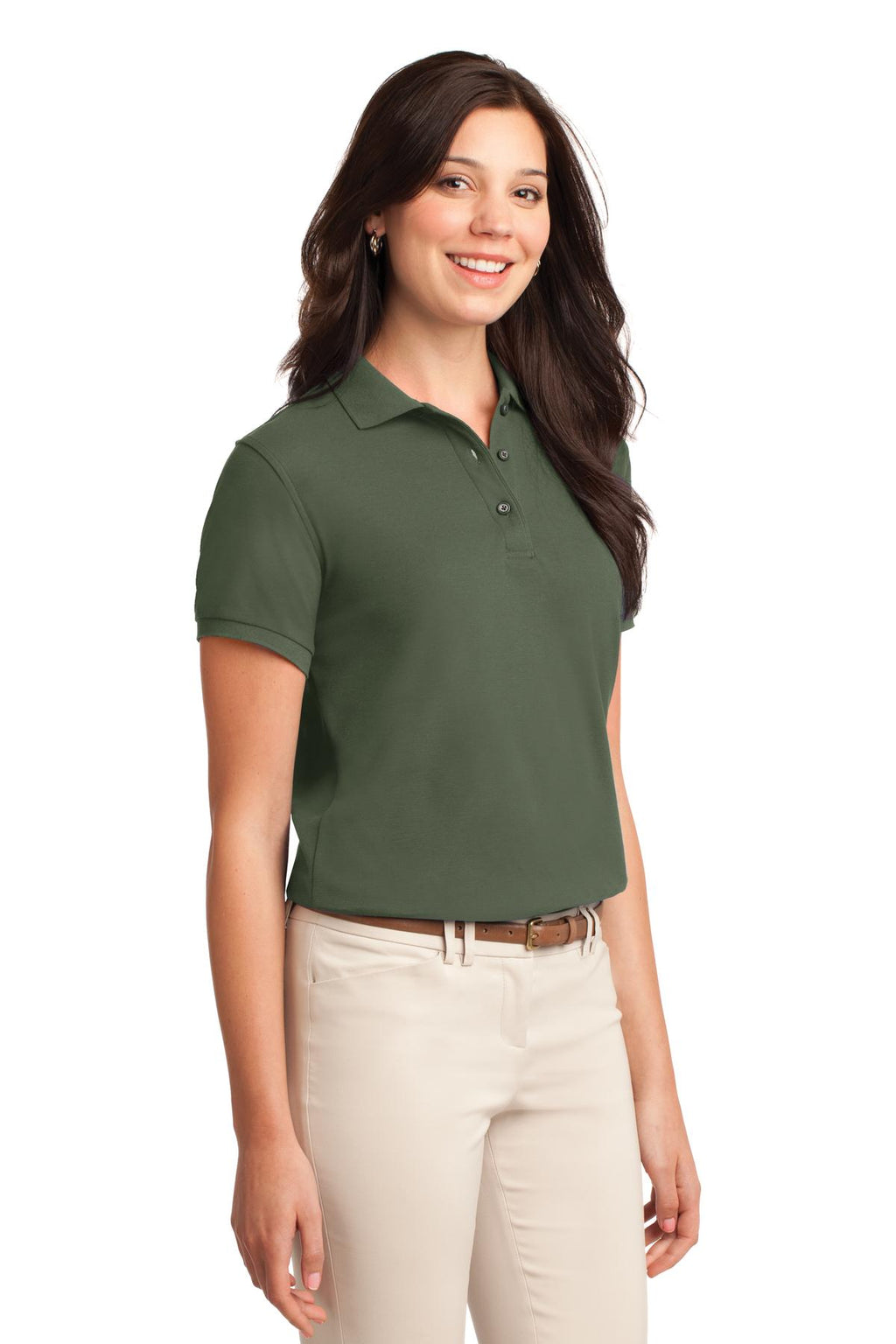 Port Authority Women's Silk Touch Polo. L500 - Clover Green - three_q