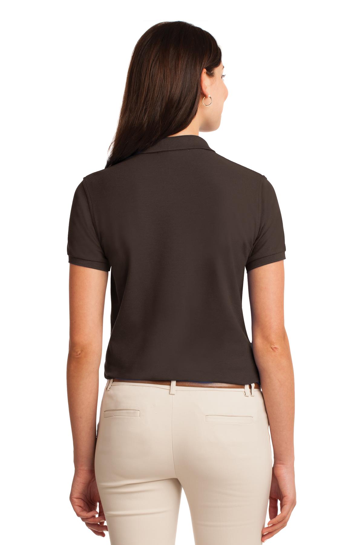 Port Authority Women's Silk Touch Polo. L500 - Coffee Bean - back