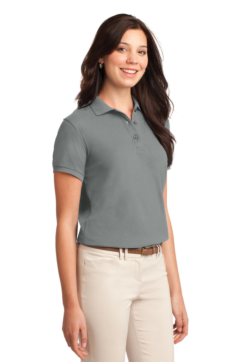 Port Authority Women's Silk Touch Polo. L500 - Cool Grey - three_q