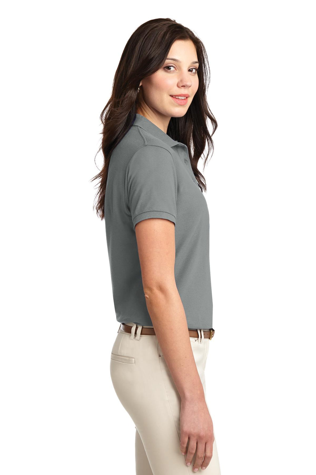 Port Authority Women's Silk Touch Polo. L500 - Cool Grey - side