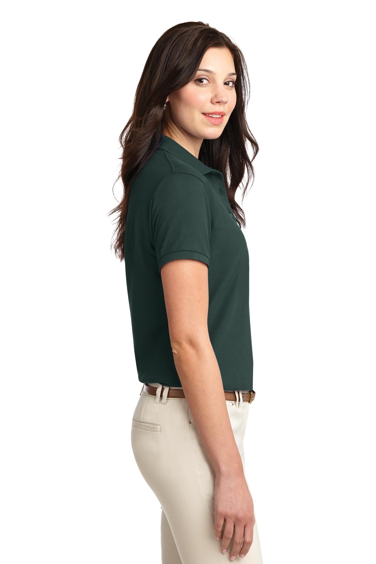 Port Authority Women's Silk Touch Polo. L500 - Dark Green - side